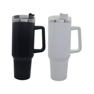 MUG TERMICO DOBLE PARED DE ACERO INOXIDABLE CON ASA COLOR NEGRO